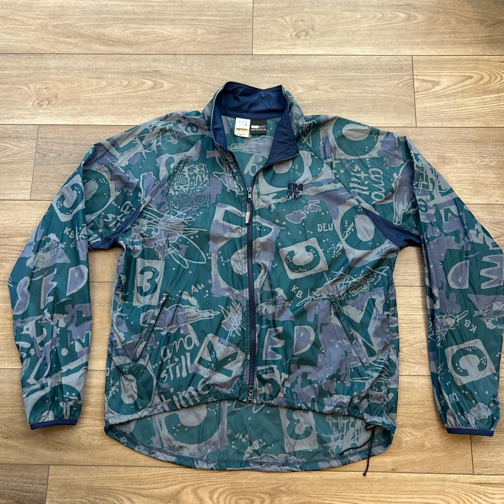 Vintage 90s Abstract Graffiti Print  Windbreaker Jacket Made in USA XL - Picture 3 of 8